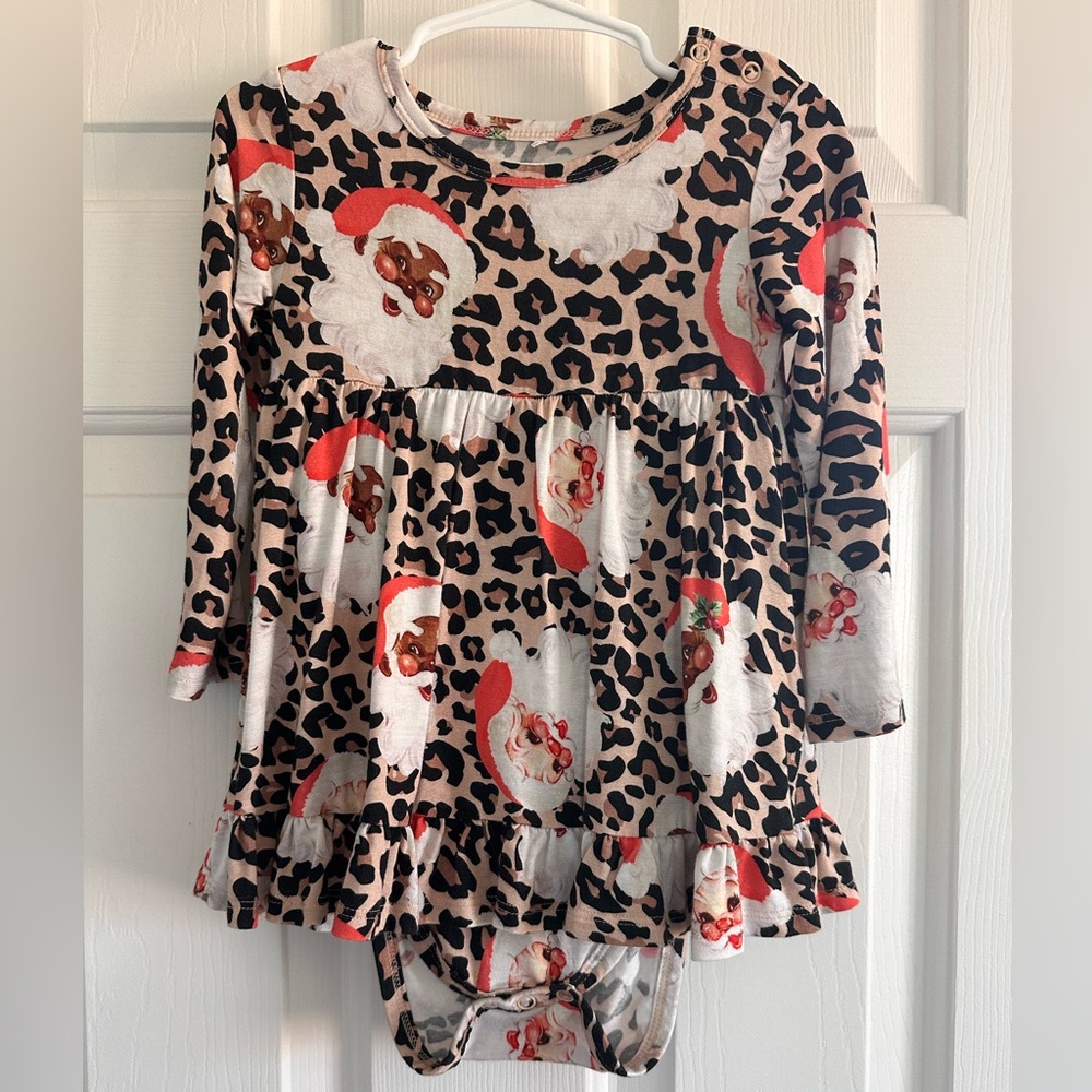 Posh Peanut Lana Leopard Santa Bodysuit Twirl